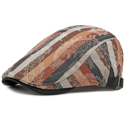 HT4339 Καπέλα για άντρες Γυναικεία Vintage ριγέ ρυθμιζόμενο καπέλο μπερέ Άνδρας γυναίκα ρετρό καλλιτέχνης Ζωγράφος Καπέλο μπερέ Άνοιξη Καλοκαίρι επίπεδο καπέλο