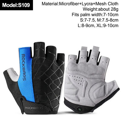 ROCKBROS New Road Bike MTB Gloves Microfiber Wear Resistant Προπόνηση γυμναστικής Γάντι χωρίς δάχτυλα Half Finger Bicycle Εξοπλισμός ποδηλασίας