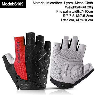 ROCKBROS New Road Bike MTB Gloves Microfiber Wear Resistant Προπόνηση γυμναστικής Γάντι χωρίς δάχτυλα Half Finger Bicycle Εξοπλισμός ποδηλασίας