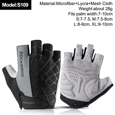 ROCKBROS New Road Bike MTB Gloves Microfiber Wear Resistant Προπόνηση γυμναστικής Γάντι χωρίς δάχτυλα Half Finger Bicycle Εξοπλισμός ποδηλασίας
