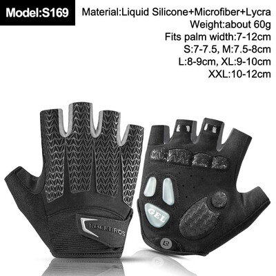 ROCKBROS New Road Bike MTB Gloves Microfiber Wear Resistant Προπόνηση γυμναστικής Γάντι χωρίς δάχτυλα Half Finger Bicycle Εξοπλισμός ποδηλασίας