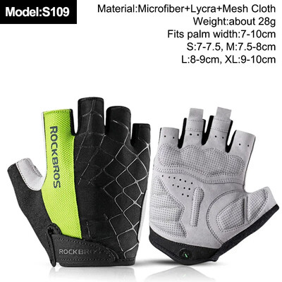 ROCKBROS New Road Bike MTB Gloves Microfiber Wear Resistant Προπόνηση γυμναστικής Γάντι χωρίς δάχτυλα Half Finger Bicycle Εξοπλισμός ποδηλασίας