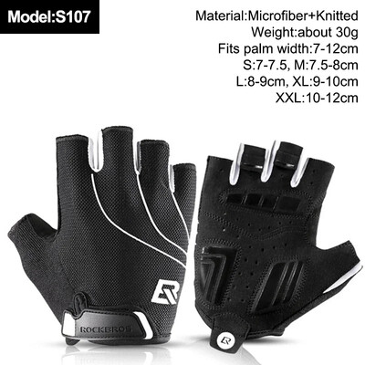 ROCKBROS New Road Bike MTB Gloves Microfiber Wear Resistant Προπόνηση γυμναστικής Γάντι χωρίς δάχτυλα Half Finger Bicycle Εξοπλισμός ποδηλασίας
