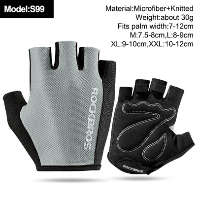 ROCKBROS New Road Bike MTB Gloves Microfiber Wear Resistant Προπόνηση γυμναστικής Γάντι χωρίς δάχτυλα Half Finger Bicycle Εξοπλισμός ποδηλασίας