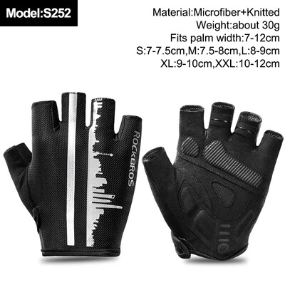 ROCKBROS New Road Bike MTB Gloves Microfiber Wear Resistant Προπόνηση γυμναστικής Γάντι χωρίς δάχτυλα Half Finger Bicycle Εξοπλισμός ποδηλασίας