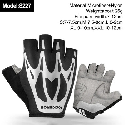 ROCKBROS New Road Bike MTB Gloves Microfiber Wear Resistant Προπόνηση γυμναστικής Γάντι χωρίς δάχτυλα Half Finger Bicycle Εξοπλισμός ποδηλασίας