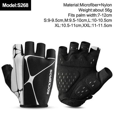 ROCKBROS New Road Bike MTB Gloves Microfiber Wear Resistant Προπόνηση γυμναστικής Γάντι χωρίς δάχτυλα Half Finger Bicycle Εξοπλισμός ποδηλασίας