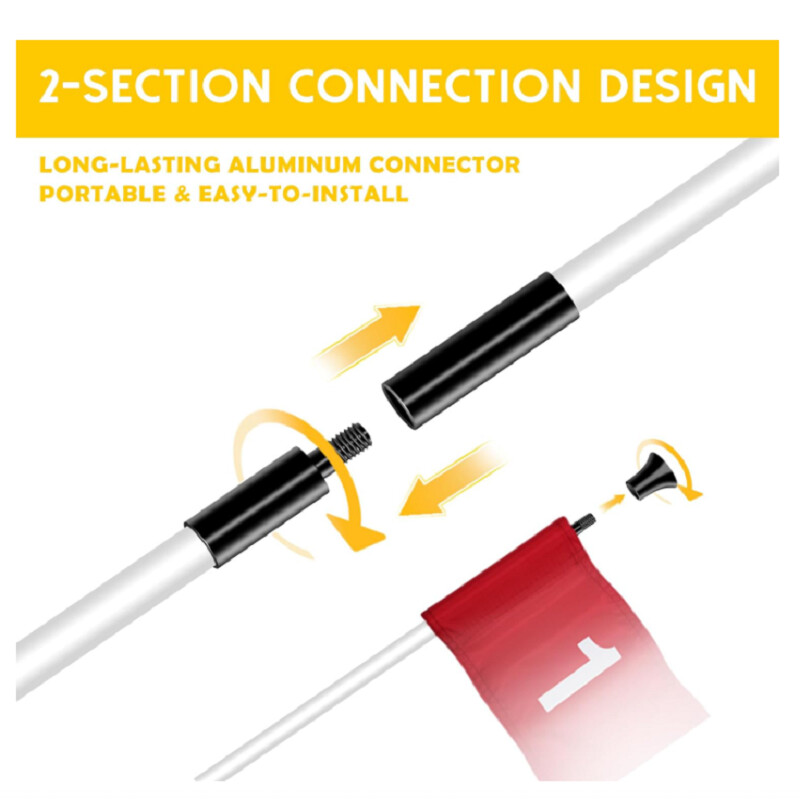 Golfi lipuvarda harjutamine õue golfivardale rohelise lipukepi panemise tihvti lipuvarda kaasaskantava kaheosalise disainiga