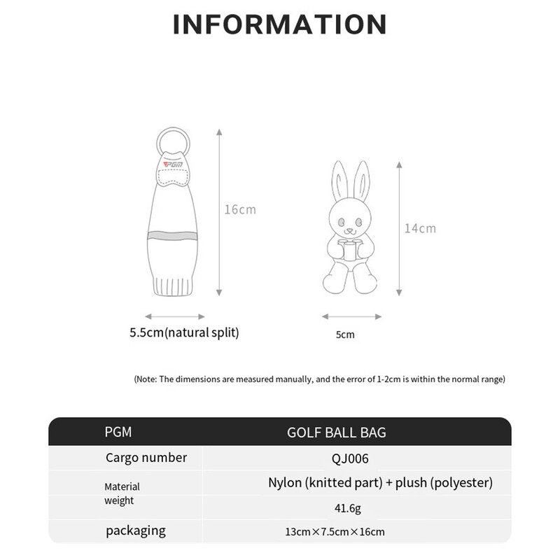 PGM torba za golf loptice Držač za loptice za lutke može držati dvije lopte Modni slatki mini ukrasni privjesak Mala lagana navlaka za loptice 골프백