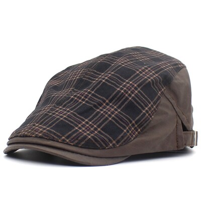 Primăvară, vară, carouri, șepci pentru știri bărbați, bumbac, șapcă plată cu vârfuri, femei, beretă, pălării 16