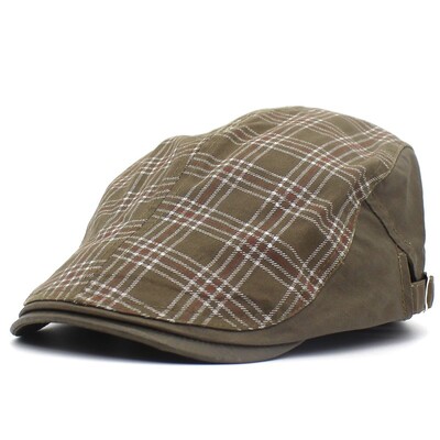 Primăvară, vară, carouri, șepci pentru știri bărbați, bumbac, șapcă plată cu vârfuri, femei, beretă, pălării 16