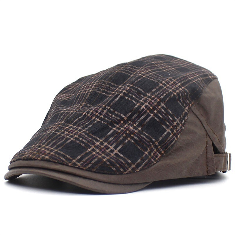 Primăvară, vară, carouri, șepci pentru știri bărbați, bumbac, șapcă plată cu vârfuri, femei, beretă, pălării 16