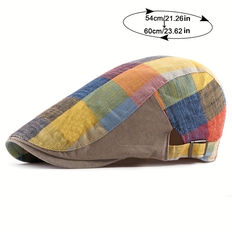 Ανοιξιάτικα καλοκαιρινά καπέλα μπερέ για γυναίκες άντρες Πολύχρωμα καρό καπέλα ψαροκόκαλο Duckbill Newsboy Cap Thin Cabbie Ivy Flat καπέλο