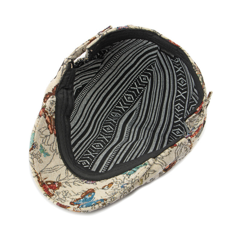 Ženska pamučna beretka s izvezenim grafitima 55-60 cm, modna beretka za sve sezone