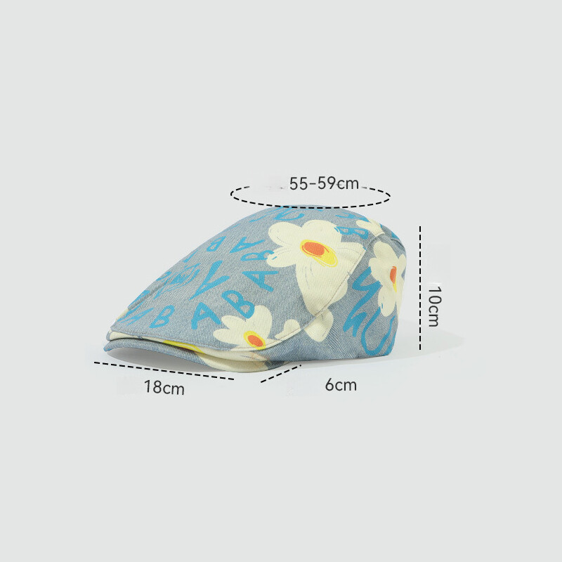 Ženska kapa s beretkom od poliestera s dizajnom grafita i uzorkom tratinčica, podesivim opsegom glave 55-59 cm Four Seasons