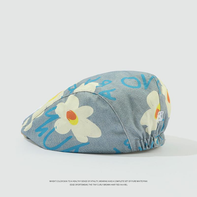 Ženska kapa s beretkom od poliestera s dizajnom grafita i uzorkom tratinčica, podesivim opsegom glave 55-59 cm Four Seasons