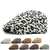 Vintage κοτλέ μπερέ για γυναίκες όλες τις εποχές καπέλο λεοπάρ στάμπα που ταιριάζει στο μέγεθος κεφαλιού 55-59 cm Floral σχέδιο