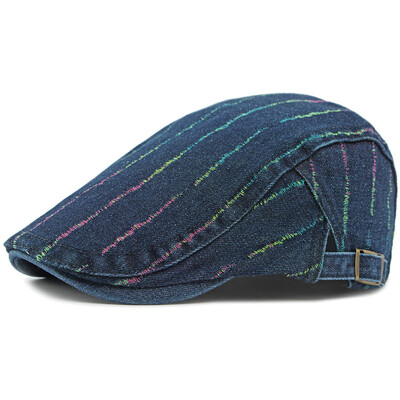 HT4340 Ανοιξιάτικα Καλοκαίρια Φθινοπωρινά Καπέλα για Άντρες Γυναικεία Βαμβακερά τζιν Επίπεδο καπέλο Καλλιτέχνης Ζωγράφος Μπερέ Καπέλο Ρυθμιζόμενο Αντρικό Γυναικείο Καπέλα Μπερέ