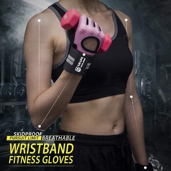 WorthWhile Half Finger Gym Fitness Gloves with Wrist Wrap Support for Men Women Crossfit Workout Мощно оборудване за вдигане на тежести