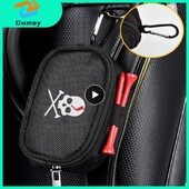 Τσάντα mini GOLF Ball με 2 Tees Θήκη αποθήκευσης Φορητό κρανίο GOLF τσάντα συμπλέκτη Τσάντα φερμουάρ Καραμπίνερ στη μέση