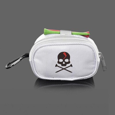 Τσάντα mini GOLF Ball με 2 Tees Θήκη αποθήκευσης Φορητό κρανίο GOLF τσάντα συμπλέκτη Τσάντα φερμουάρ Καραμπίνερ στη μέση