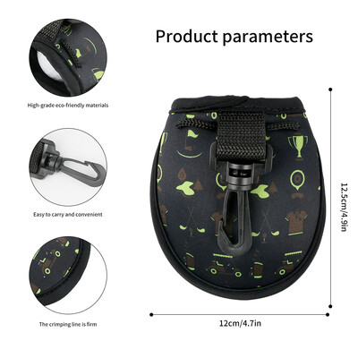 1PC Неопренова преносима чанта за топка за голф Преносима джобна чанта за носене на голф с пластмасова скоба