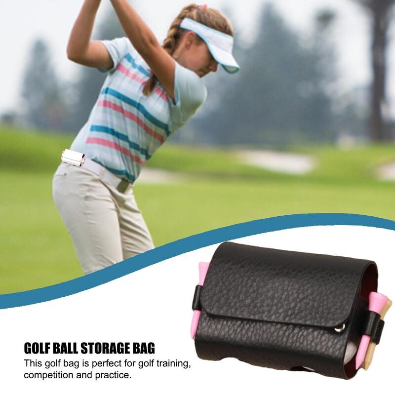 Torba za torbicu za golf lopticu Torbica za vanjsko putovanje 2 lopte 4 majice za golf Prijenosne torbe za pohranu oko struka Dodatna oprema za golf od PU kože