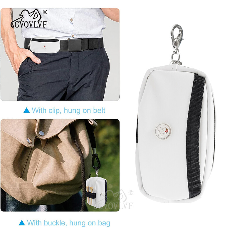 1 set prijenosne torbe za držač loptice za golf Vodootporna torbica oko struka od PU tkanine s 2 nasumične majice za golf Dodaci za golf Bijelo Ružičasto Crno