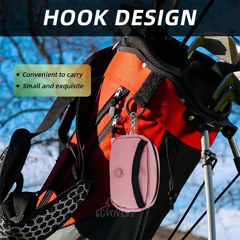 1 set prijenosne torbe za držač loptice za golf Vodootporna torbica oko struka od PU tkanine s 2 nasumične majice za golf Dodaci za golf Bijelo Ružičasto Crno