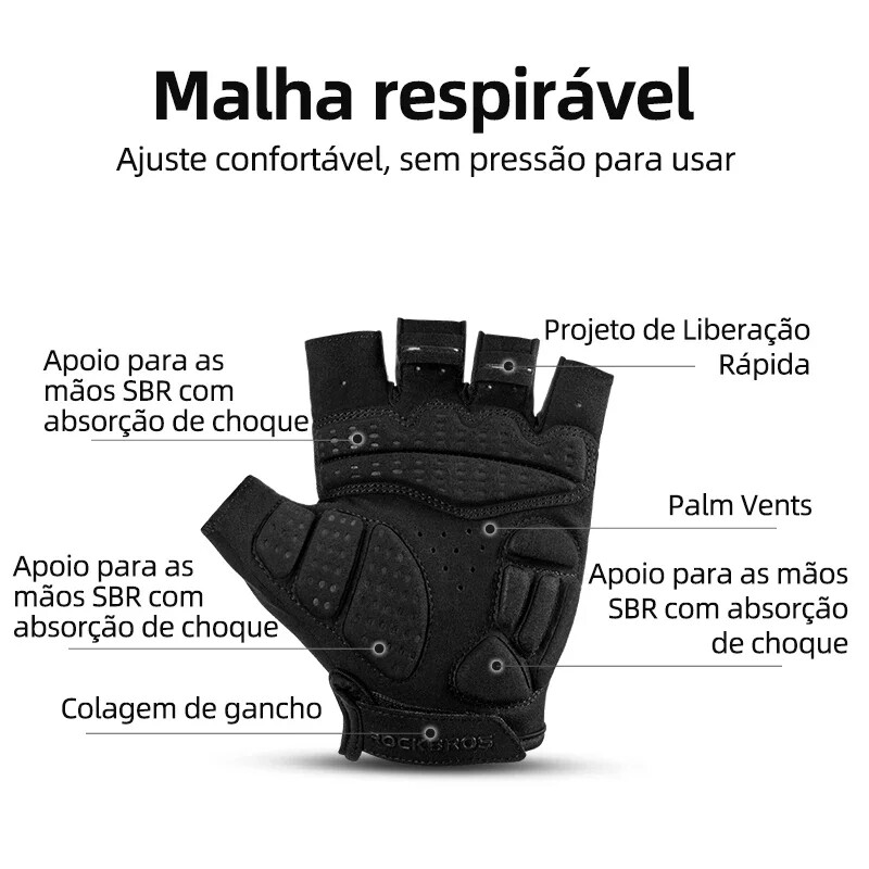 ROCKBROS Ποδηλατικά γάντια Half Finger Αντικραδασμικά Ανθεκτικά στη φθορά αναπνεύσιμα MTB Road Bicycle Gloves Ανδρικά Γυναικεία Εξοπλισμός αθλητικού ποδηλάτου