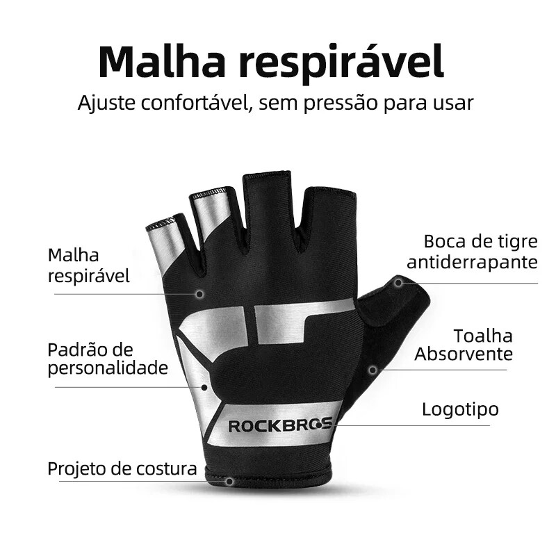 ROCKBROS Ποδηλατικά γάντια Half Finger Αντικραδασμικά Ανθεκτικά στη φθορά αναπνεύσιμα MTB Road Bicycle Gloves Ανδρικά Γυναικεία Εξοπλισμός αθλητικού ποδηλάτου