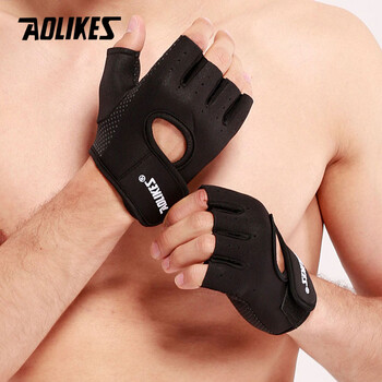 Γάντια γυμναστικής AOLIKES 1 Pair Breathable Workout Weight Lifting Fingerless Gym Fitness Gloves Exercise for Powerlifting Training Ποδηλασία