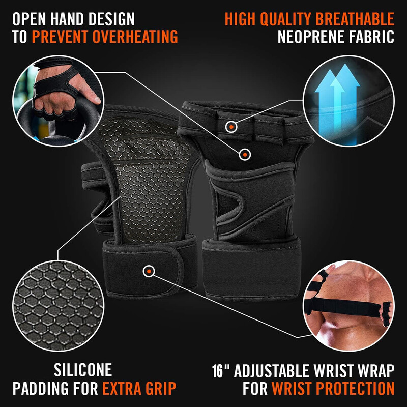 Sportske rukavice za vježbanje dizanja utega, s ugrađenim omotačima za zglobove, puna zaštita za dlanove, rukohvat, odličan za unakrsne treninge povlačenja u teretani