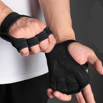 Breathable Fitness Gloves Silicone Palm Hollow Back Gym Gloves Anti Skid Weightlifting Palm Workout Dumbbell Bodybuilding