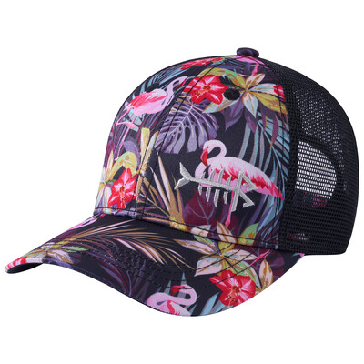 Bassdash Altimate Fishing Golf Hat Mesh Back For Men, Women Adjustable Baseball Trucker Peaked Cap Flamingo Camouflage Print