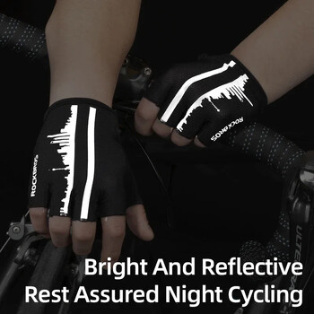 ROCKBROS Summer Cycling Half Finger Gloves Αντιολισθητικά αναπνέοντα γάντια ποδηλάτου Ανδρικά Γυναικεία Αντι-ιδρώτα αντανακλαστικά γάντια ποδηλάτου