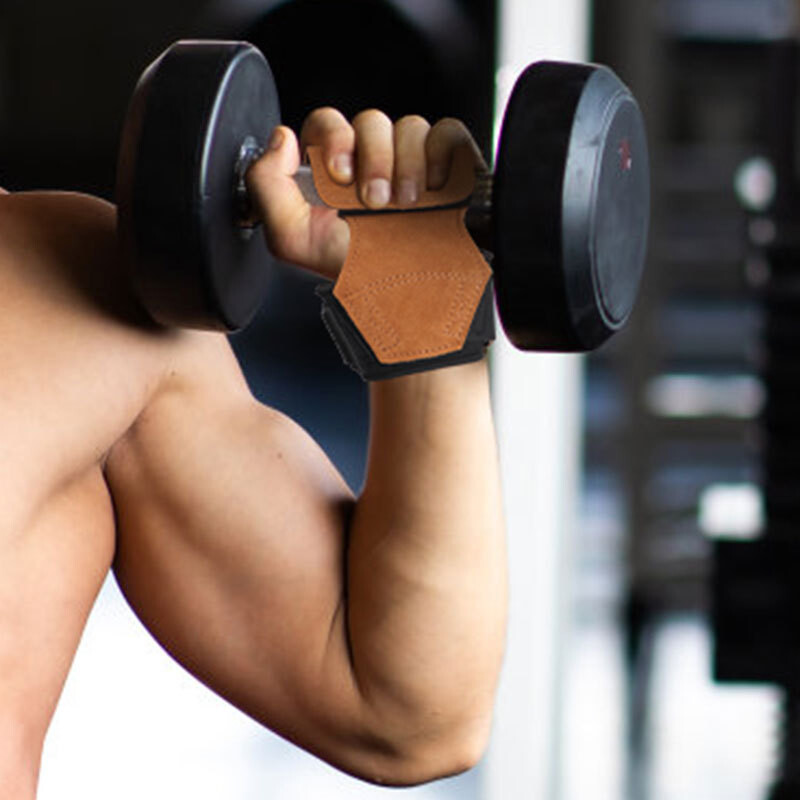 1 Ζεύγος λαβές ανύψωσης βαρών από δέρμα αγελάδας με λουράκι καρπού με προστασία παλάμης, αντιολισθητικά λουριά ανύψωσης για άρση βαρών Deadlifts Pull Ups