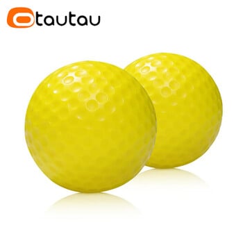 OTAUTAU 10Pcs Yellow PU Foam Golf Balls Diameter 42,6mm Sponge Elastic Indoor Outdoor Practice Training