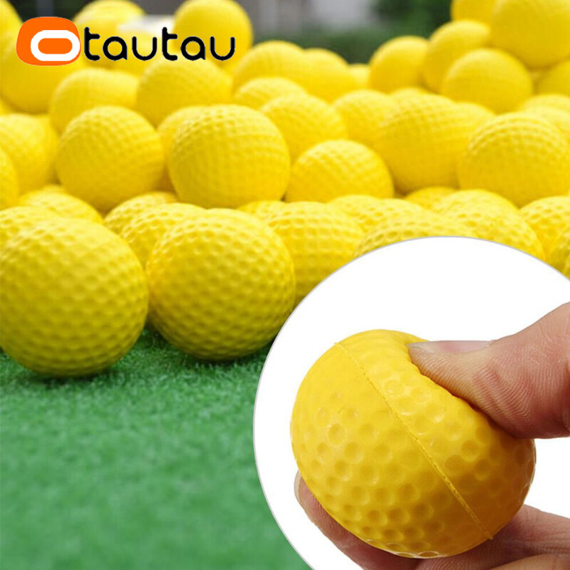 OTAUTAU 10 kom žute loptice za golf od PU pjene promjera 42,6 mm, elastične spužve, vježbanje u zatvorenom prostoru na otvorenom