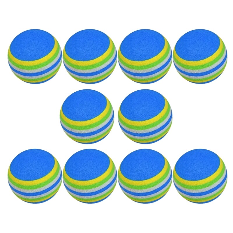 10 vnt vaivorykštės spalvos, minkšta kempinė, treniruojantys smulkinimo kamuoliai Elastingi treniruočių kamuoliai treniruotėms skirtos priemonės golfo kamuoliukų numetimui