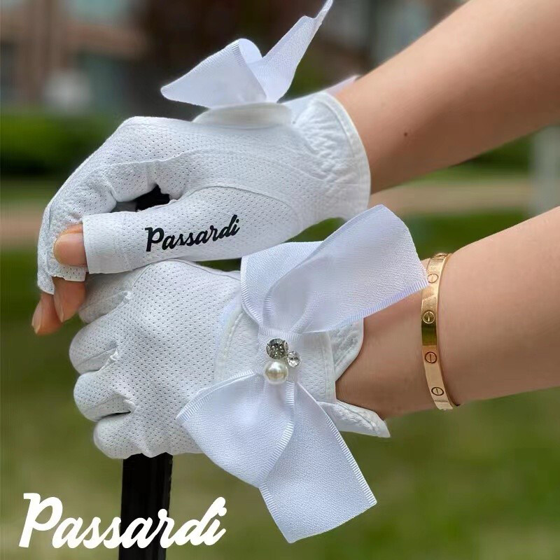 Γάντια γκολφ με ανοιχτά δάχτυλα Lady`s και τα δύο χέρια, αναπνεύσιμα, ανθεκτικά στη φθορά, προμήθειες γκολφ για αριστερά και δεξιά