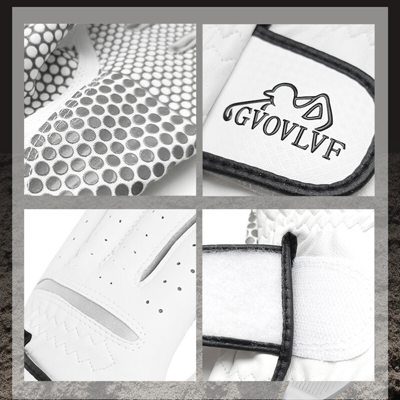 GVOVLVF Golfa cimds Īsta aitādas vīriešiem Balts elpojošs cimds golfa spēlētājam Pretslīdes mīksts un ērts