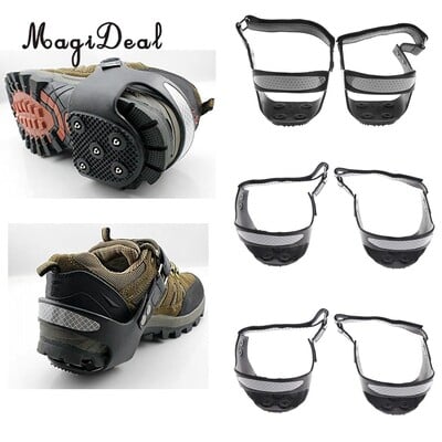 MagiDeal Strap-On Heel Traction Cleats Grips Лед Сняг Crampons Антиплъзгащи грайфери, Лесно се прикрепя към петата на обувка/ботуш