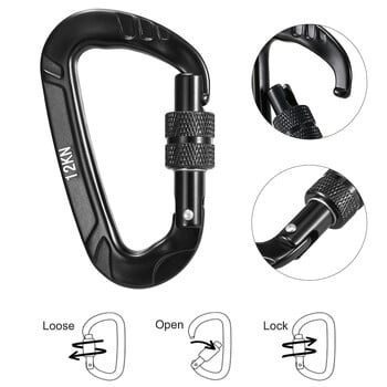 4 бр. 12KN Wiregate/Twist Locking Carabiner Snag Free Carabiner Steel Spring Clip Лек хамак Swing Clip Оборудване