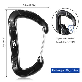 4 бр. 12KN Wiregate/Twist Locking Carabiner Snag Free Carabiner Steel Spring Clip Лек хамак Swing Clip Оборудване