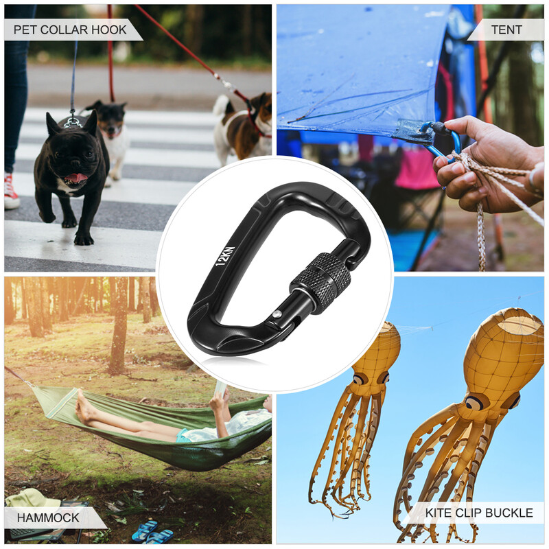 4 ks 12KN karabína s drôteným uzamykaním/otáčaním, karabína s oceľovou pružinovou sponou, ľahká hojdacia sieť, hojdacia spona