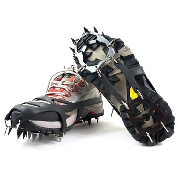 1 Pair 18 Teeth Anti-slip Ice Grips Snow Boot Traction Cleat Spikes Crampon Εργαλείο ασφαλείας χειμερινής αναρρίχησης Αντιολισθητικό κάλυμμα παπουτσιών