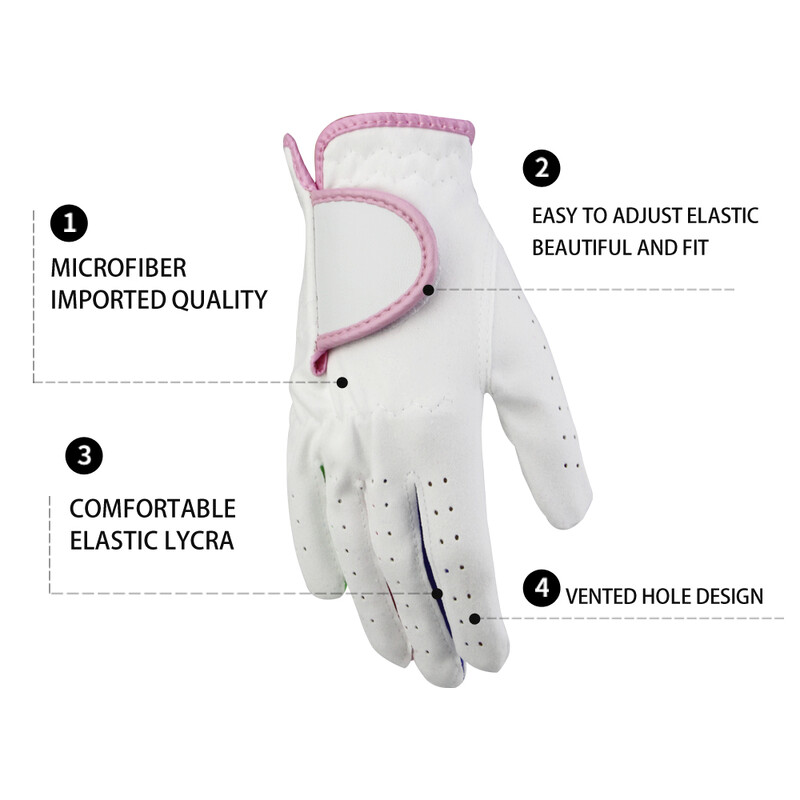 1 par dječjih golf rukavica za djecu, mladež, dječake, djevojčice, rukavice od tkanine od mikrovlakana za lijevu ruku, desnu ruku golfera