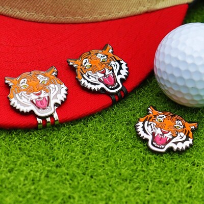 Tiger Golf Ball Marker Щипка за шапка Обучение за голф Подвижен преносим маркер за голф топка Сплав Лека магнитна щипка за шапка Колан за голф