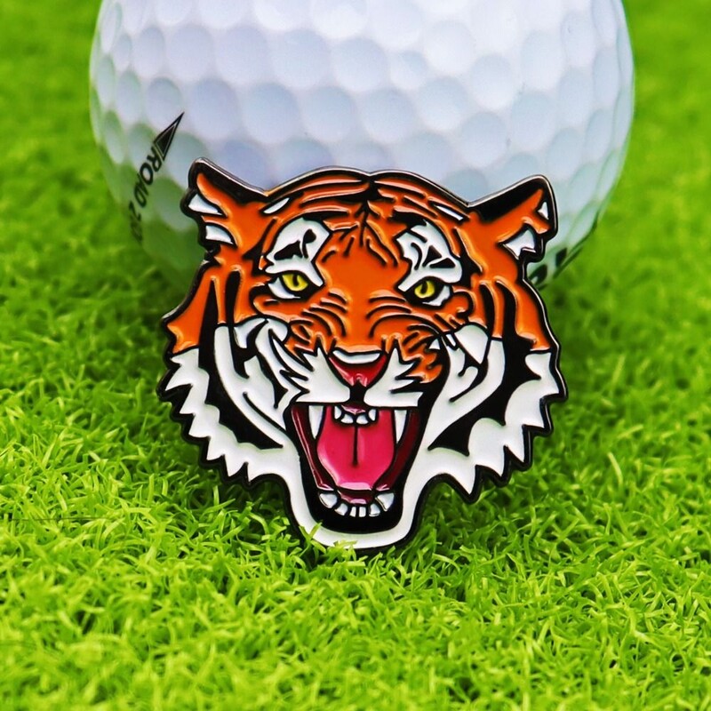 Značkovač golfových loptičiek Tiger, klip na klobúk, golfový tréning, odnímateľný prenosný značkovač golfových loptičiek, zliatina, ľahký magnetický klip na klobúk, golfový opasok